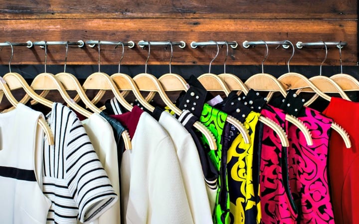clothes on a rack clothes on a rack