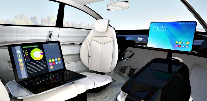 interior of driverless car
