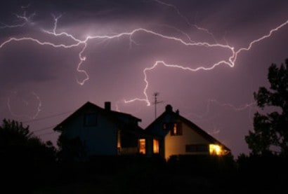 lightening striking a home