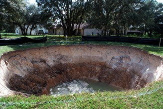 sinkhole in backyard