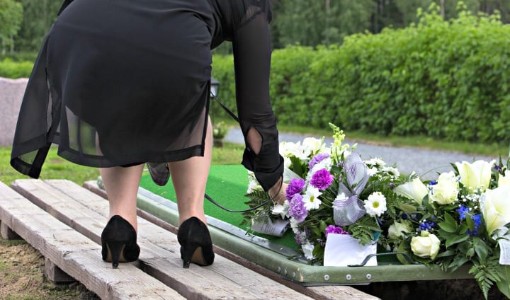 woman at grave