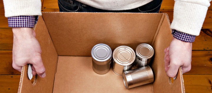 box of canned goods